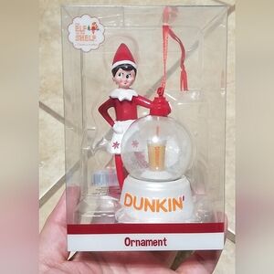 Dunkin Donuts Elf on Shelf Girl Snow Globe Christmas Ornament